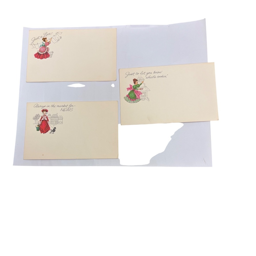 Vintage Current Inc Post-A-Note Postcards Retro Women Illustrations Set of 3